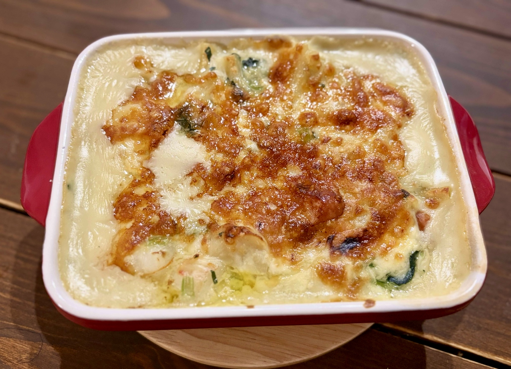 ほうれん草と海鮮の豆乳こうじグラタン